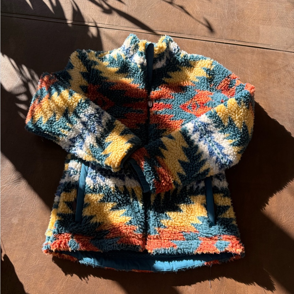 Colorful Patterned Fleece Jacket - image 1